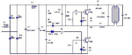 节能灯电子镇流器电路