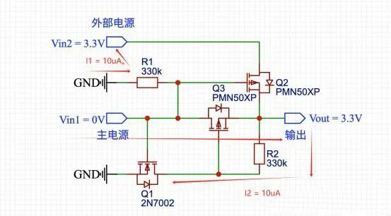 MOS管 双电源自动切换电路